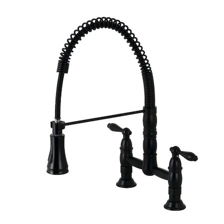 Gourmetier GS1270AL Two-Handle Deck-Mount Pull-Down Sprayer Kitchen Faucet, Black GS1270AL